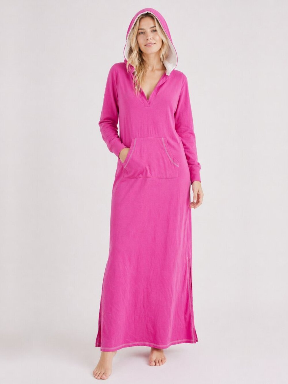 2/$30 NWT Jenni by Jennifer Moore Hooded Fleece Robe Dress Rose Bloom #A2080